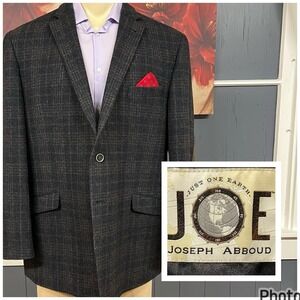 Joseph Abboud Tweed Blazer Jacket‎ Sport Coat Mens 50R Slim Fit Wool Navy/Brown